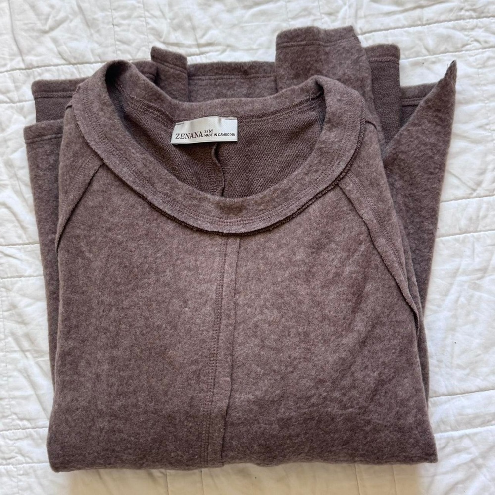 Zenana basic pullover sweater womens M  capsule quiet luxury parisian neutral - Picture 6 of 8